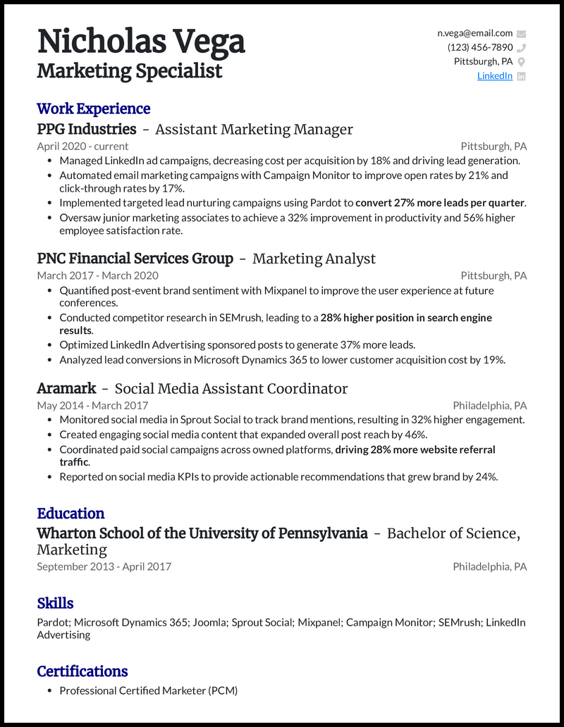 24 Best Marketing Resume Examples for 2026