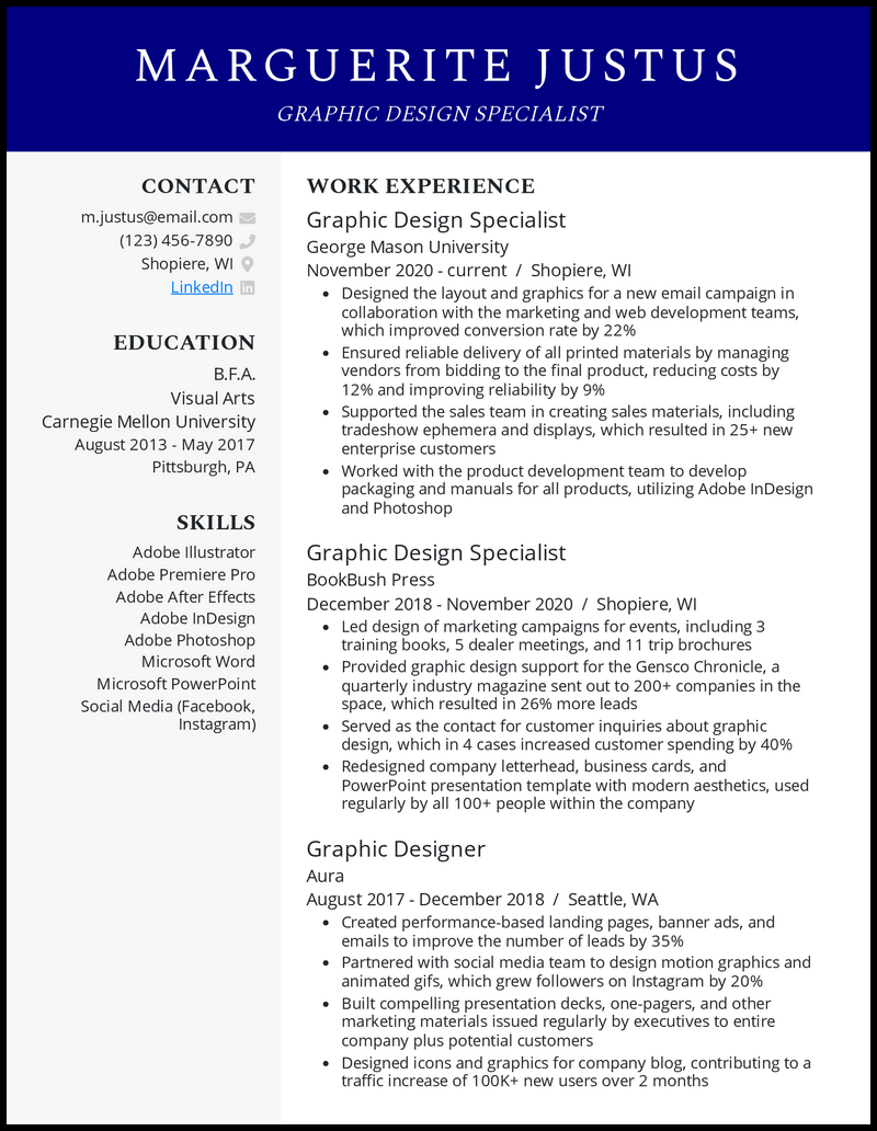 Graphic Design Specialist Resume Template