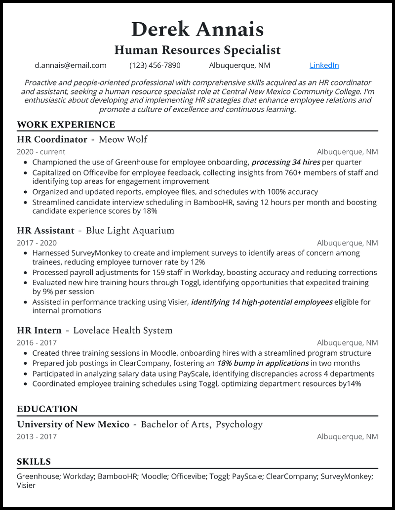 Job Summary For A Human Resources Manager