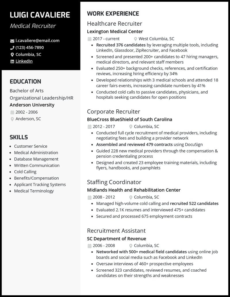 Physician Recruiter Resume Samples