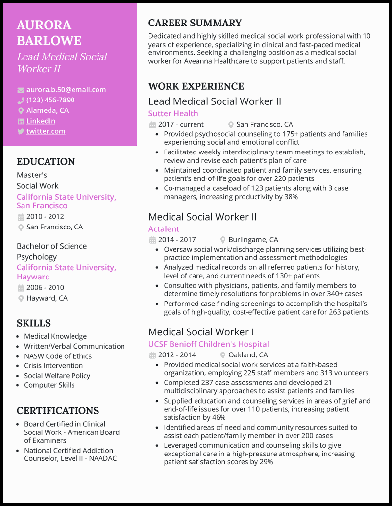 Medical social worker ii resume <a href=