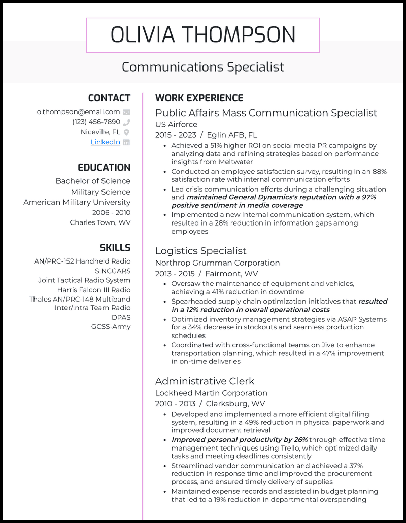 5 Military Resume Examples [& Templates]