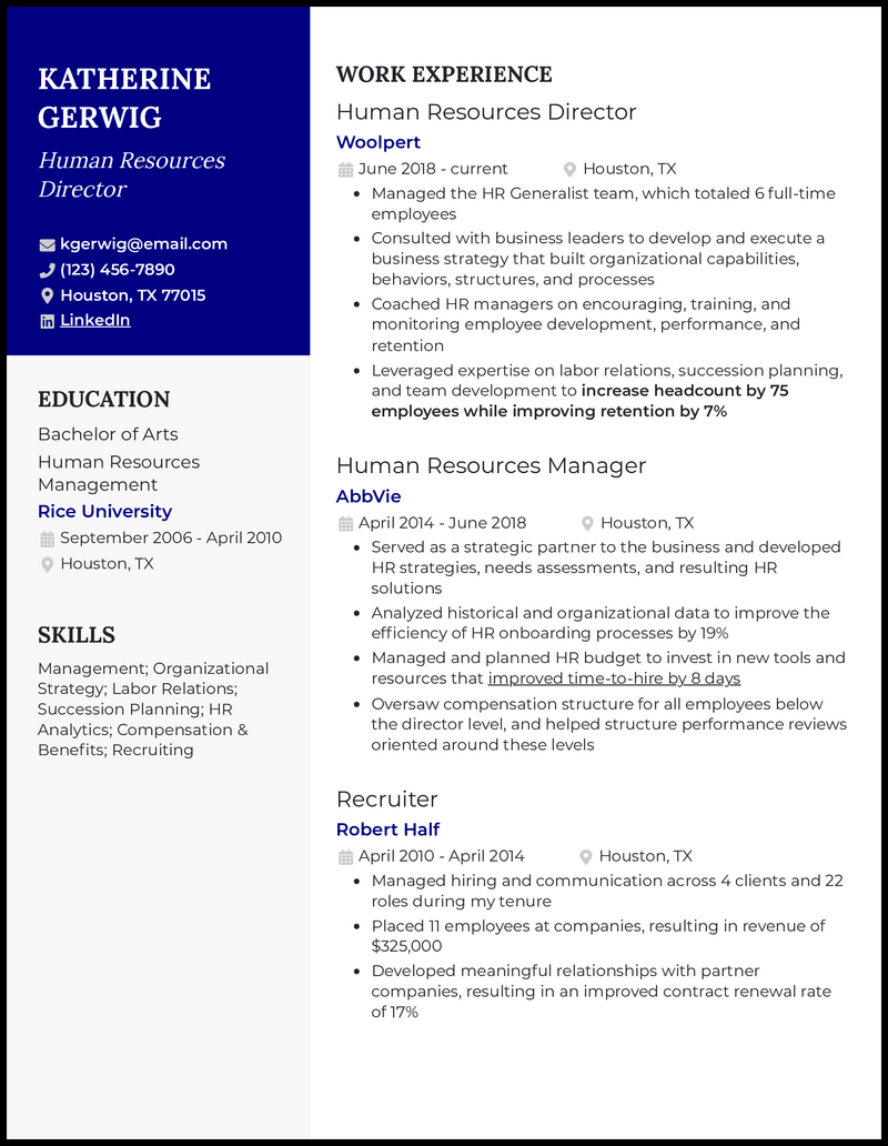 3 Human Resources HR Director - Modern Human Resources Hr Director Royal Blue Resume Example 