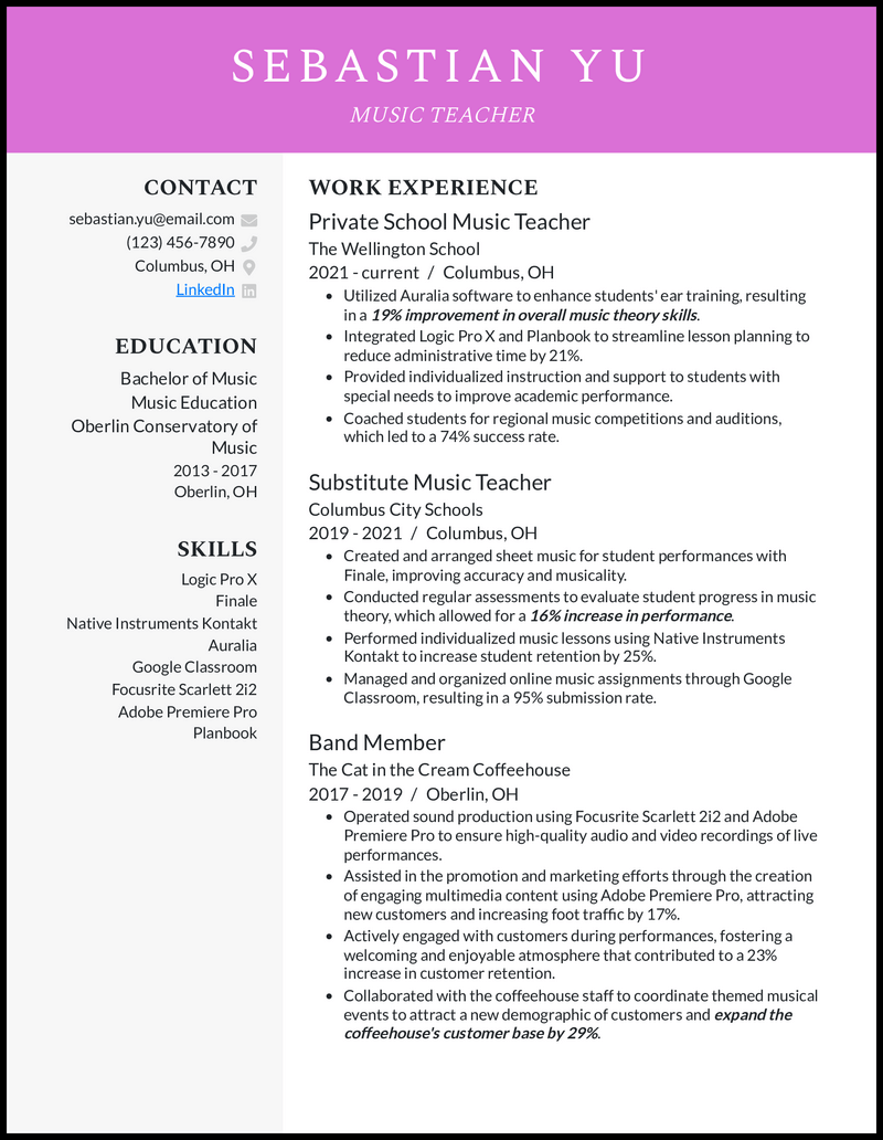 7 Music Resume Examples That Hit the Bar in 2024