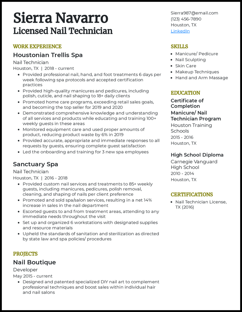 entry level cosmetology resume