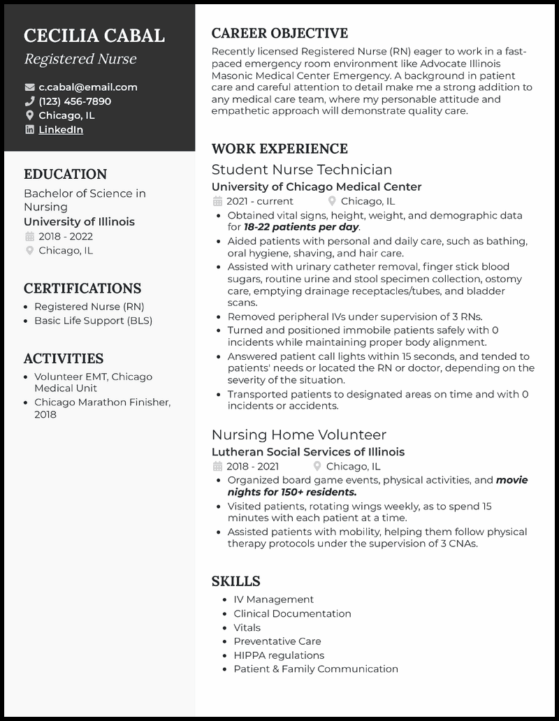 3 New Grad RN Resume Examples Proven To Work In 2024   New Grad Rn Elegant Resume Example 