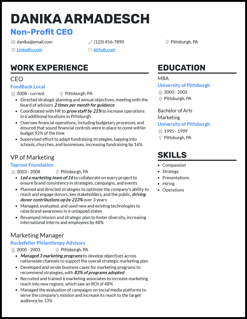 sample resume for non professional