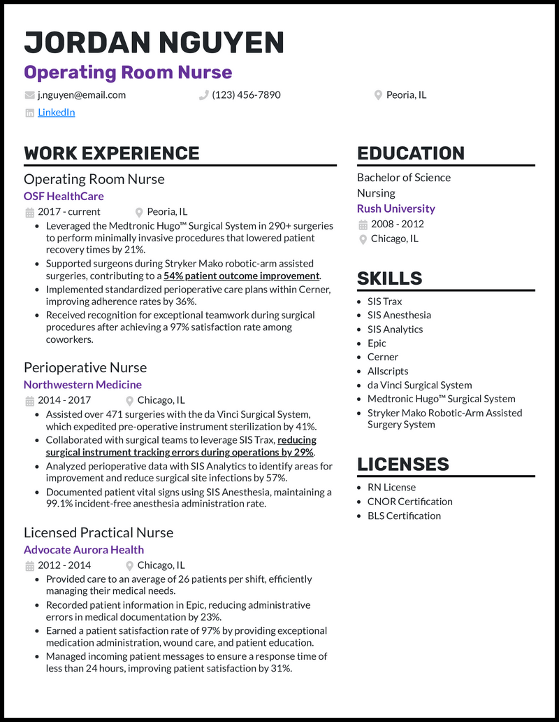 3 Operating Room Nurse Resume Examples That Work In 2024 5263