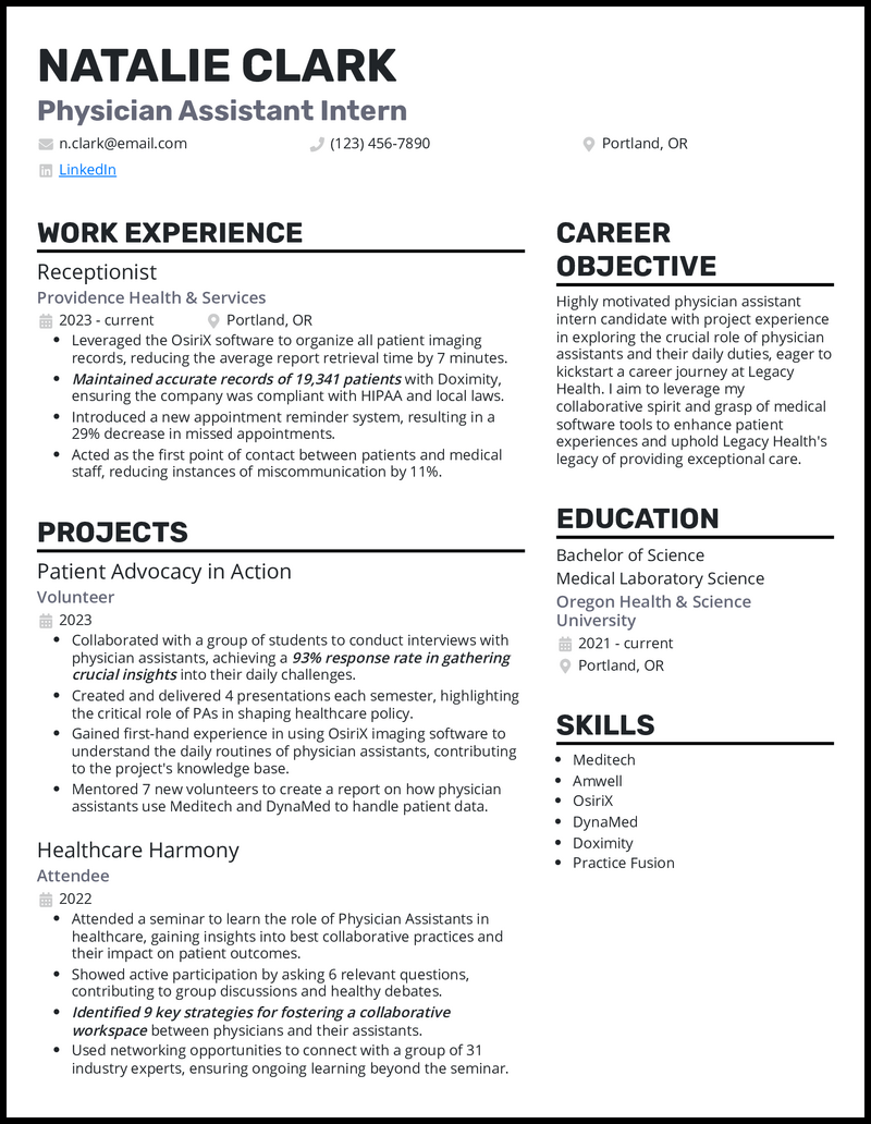 5 Physician Assistant PA Resume - Pa Student Gray Resume Example 