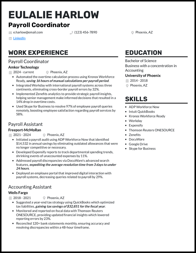 7 Payroll Resume Examples Complete Guide