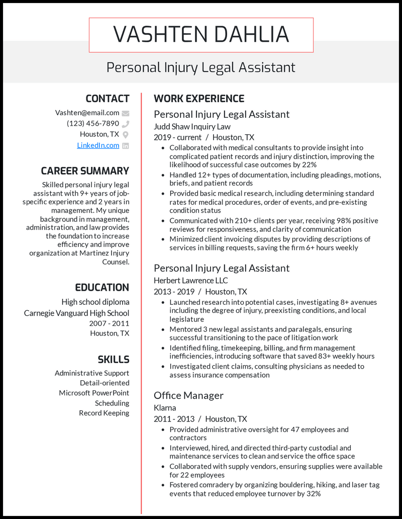 cover letter for resume legal assistant