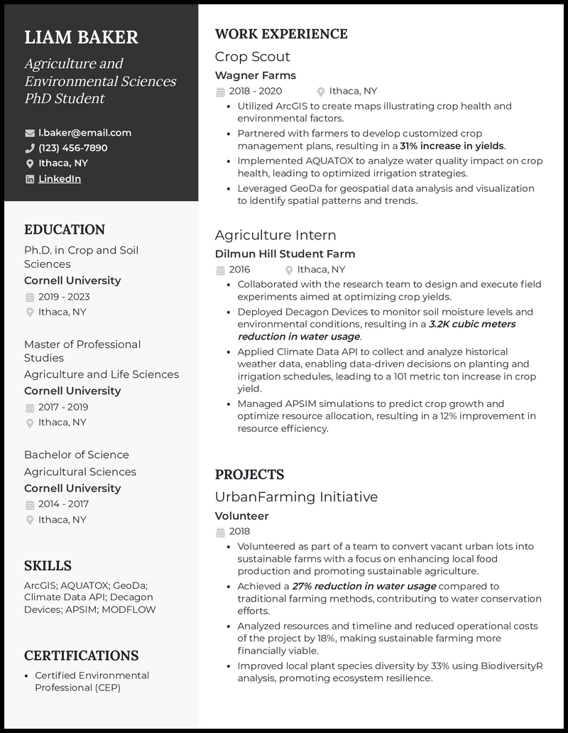 phd application resume