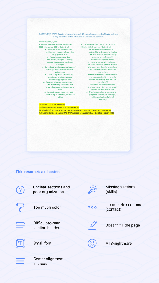 Poor resume formatting choices