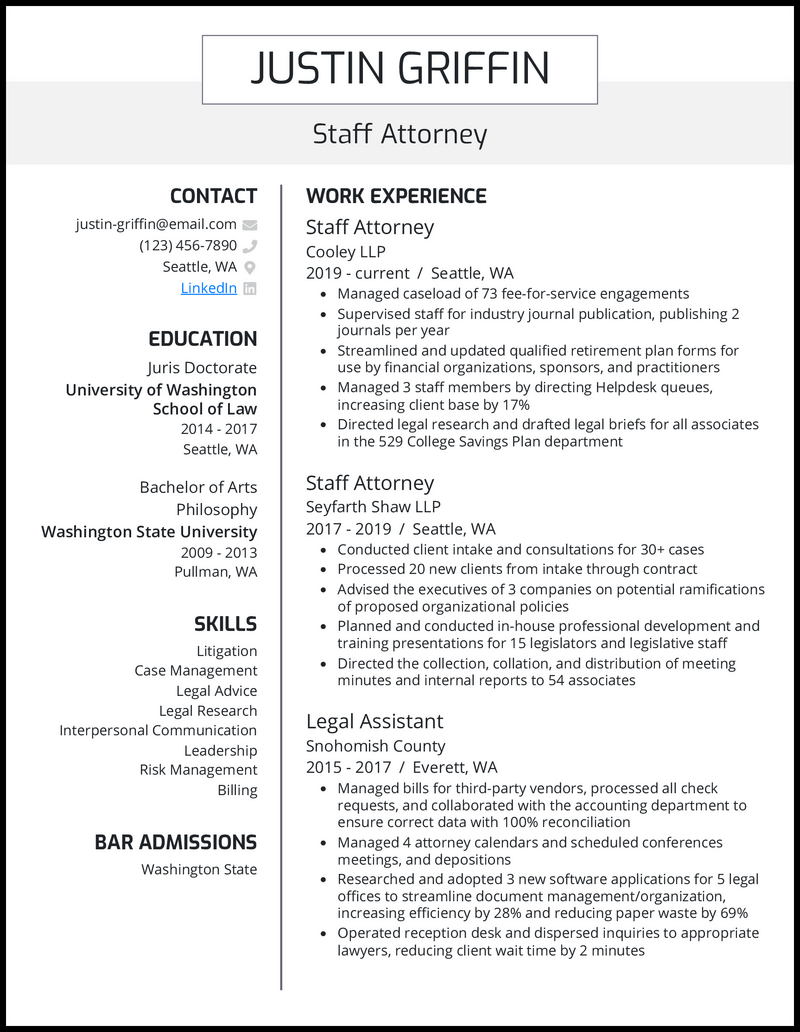 7 Law School Resume Examples amp - Post Law School Gray Resume Example 