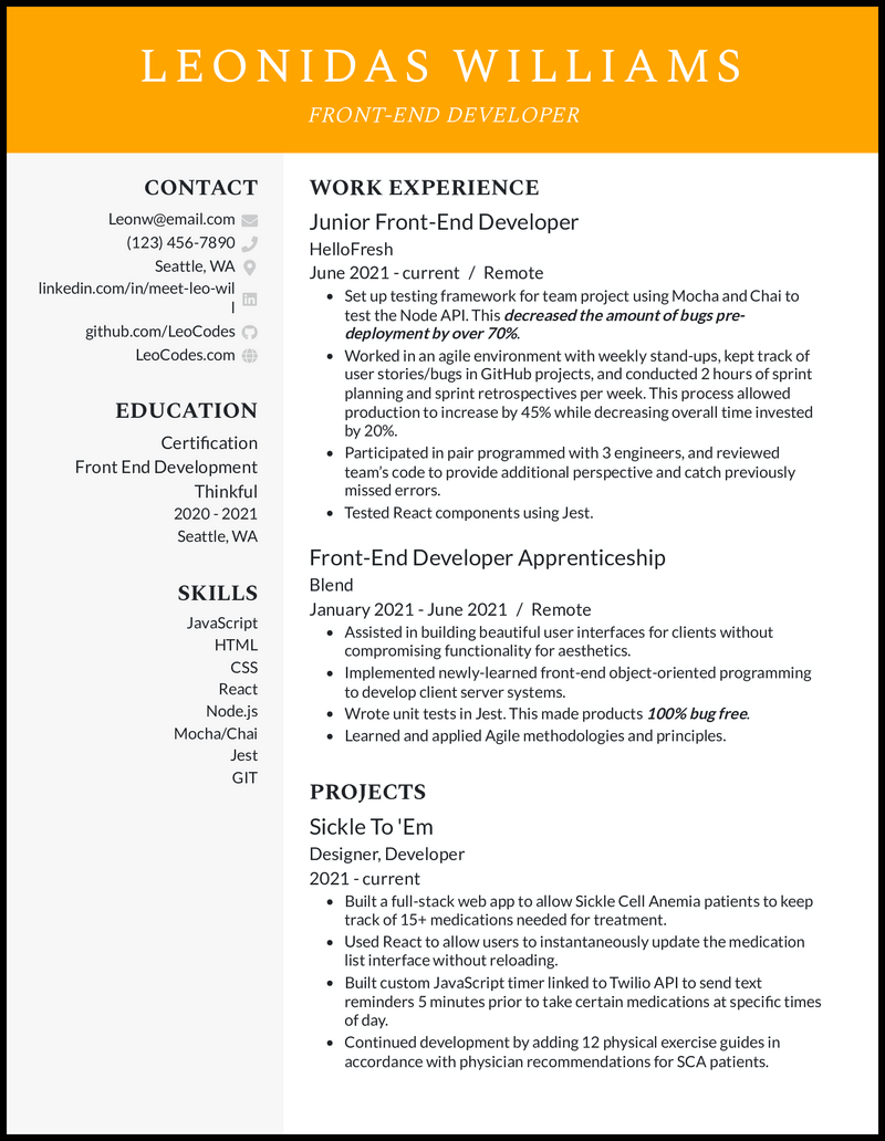 3 Real Entry-Level Front End Developer Resume Examples That Worked in 2026