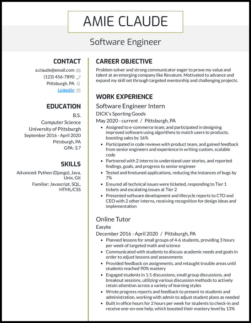 5 Entry-Level Software Engineer Resume Samples in 2024