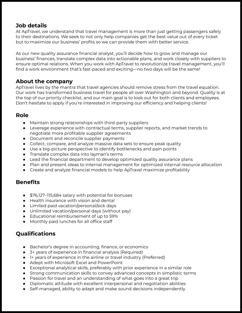 job description of financial research analyst