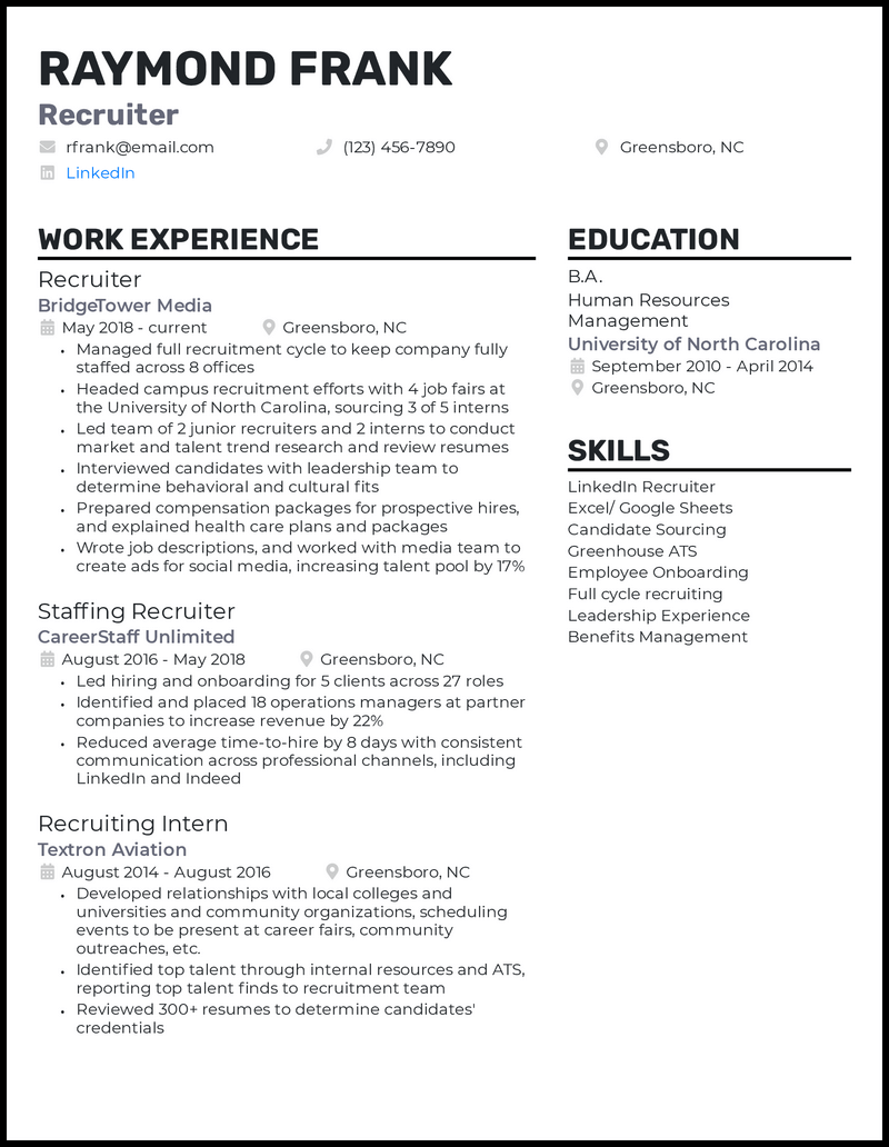 best resume format for recruiters