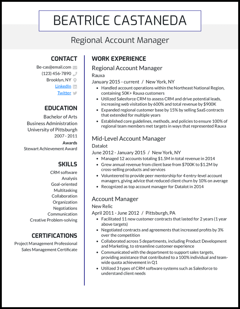 21 Account Manager Resume Examples That Work in 2024