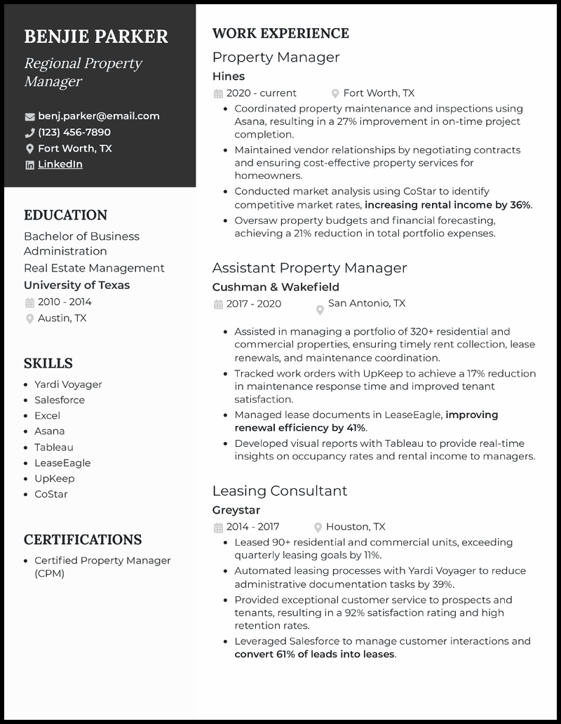 11 Property Manager Resume Examples Templates 