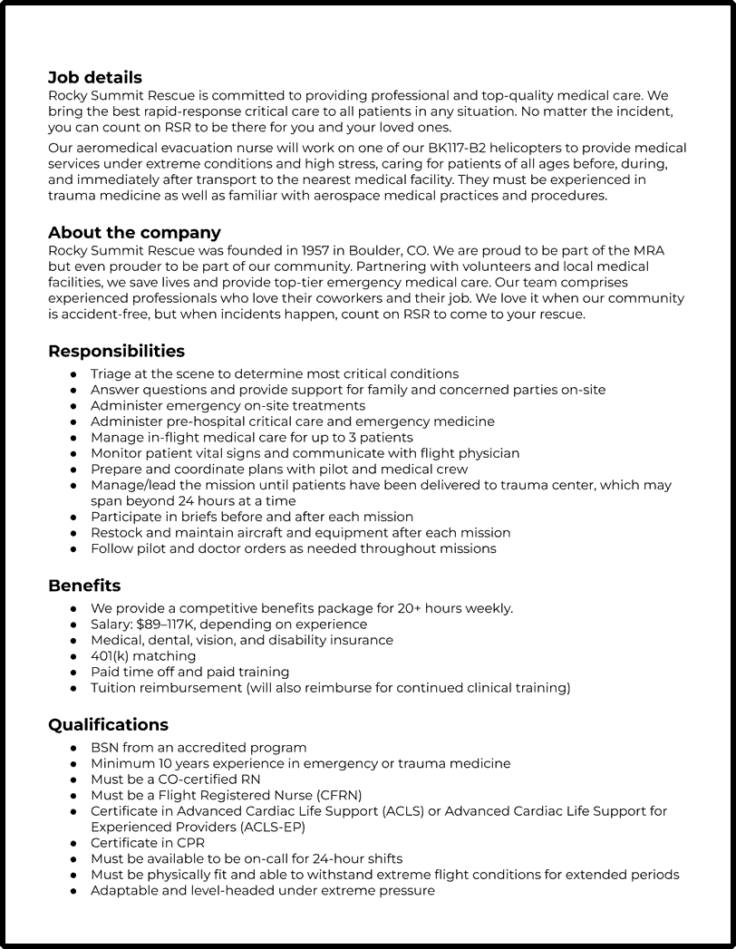 Registered Nurse (RN) Job Description Template