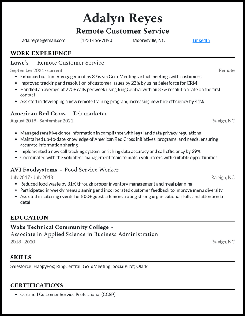 3 Remote Customer Service Resume Examples for 2023