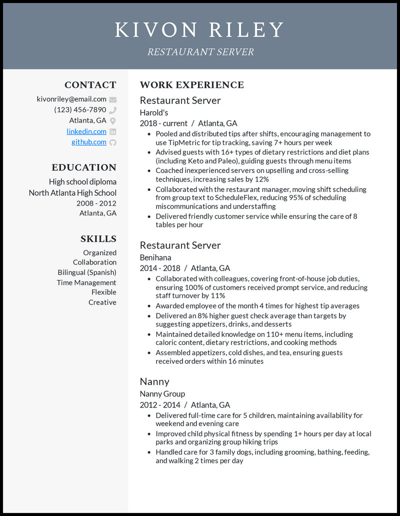 restaurant resume format Restaurant manager resume & writing guide