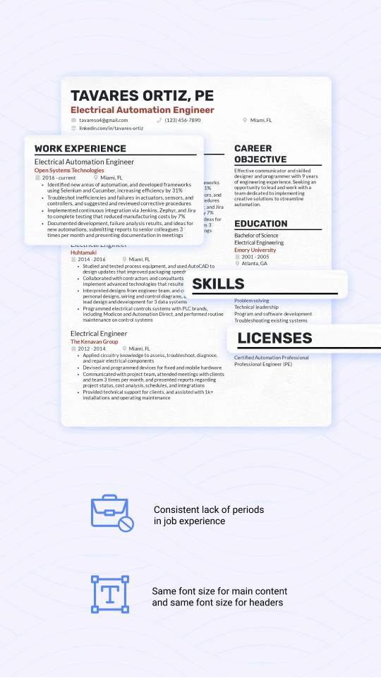 Resume formatting consistency.