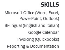 Resume skills without categories