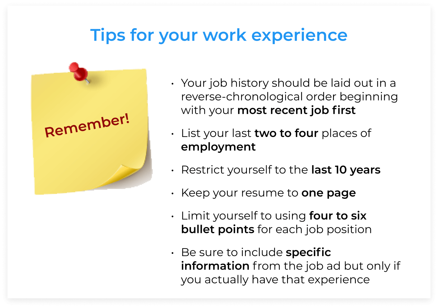 Resume work experience tips