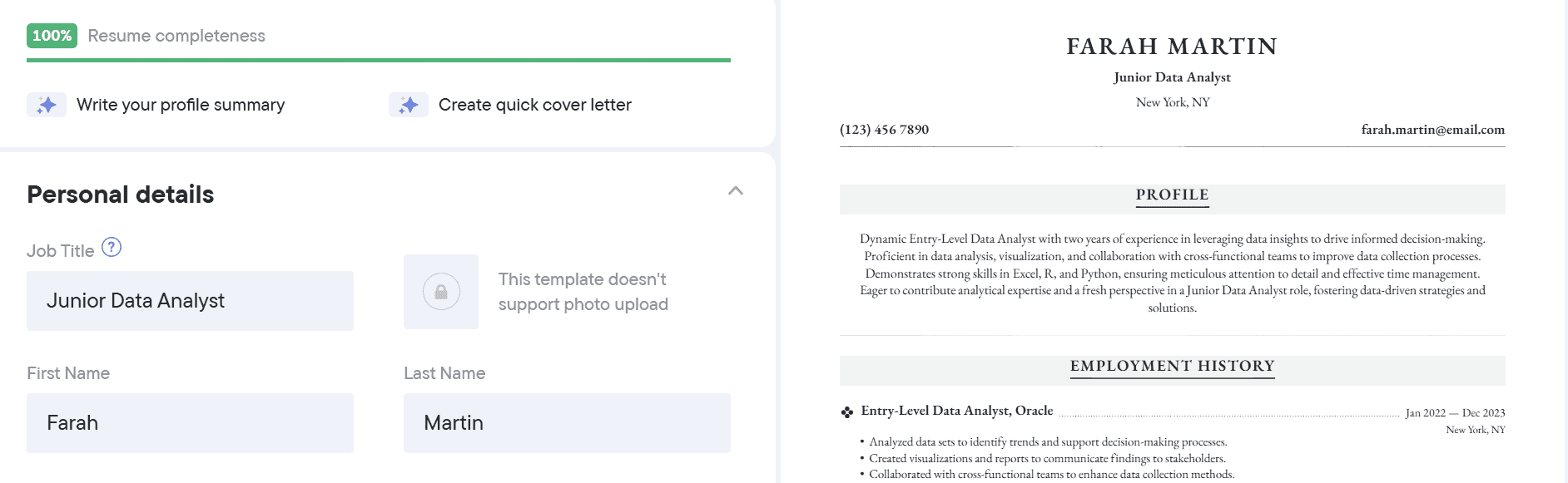 Resume.io's resume builder platform 