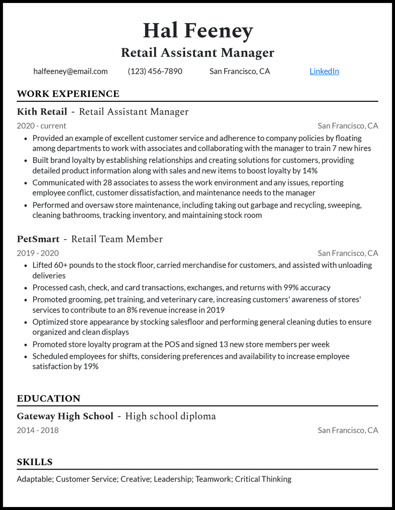 3 Retail Assistant Manager Resume Examples For 2024 1167