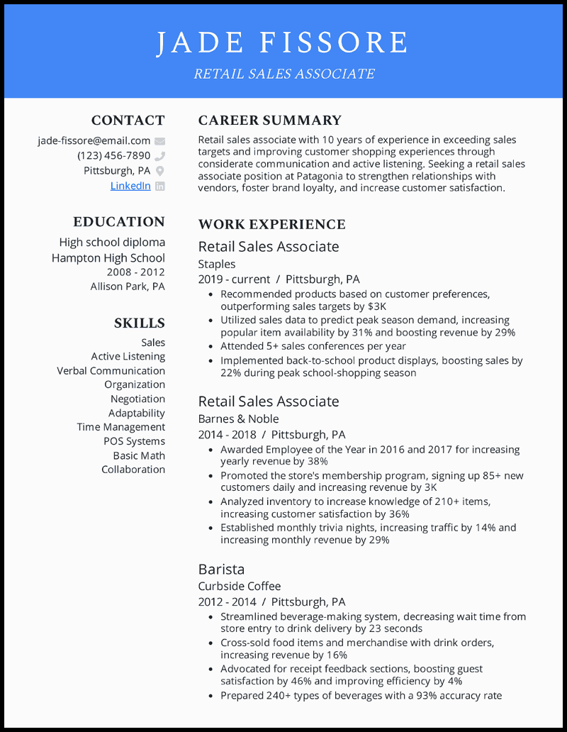 Retail Associate Objective Resume