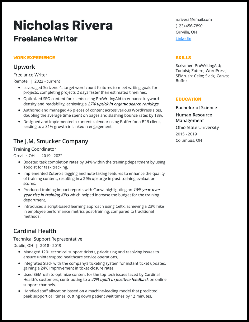 5 Returning to Workforce Resume - Returning To Workforce 4 Yellow Resume Example 