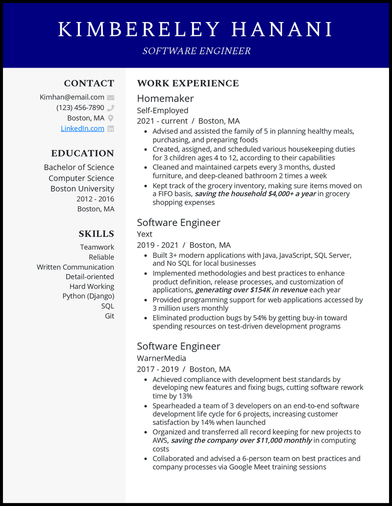 going back to old career resume help