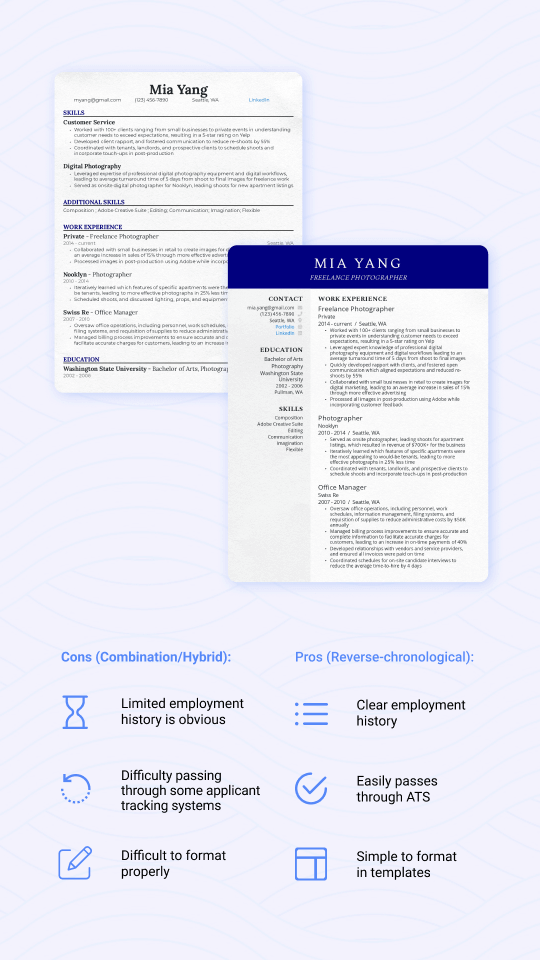 Reverse chronological vs combination hybrid resume-format