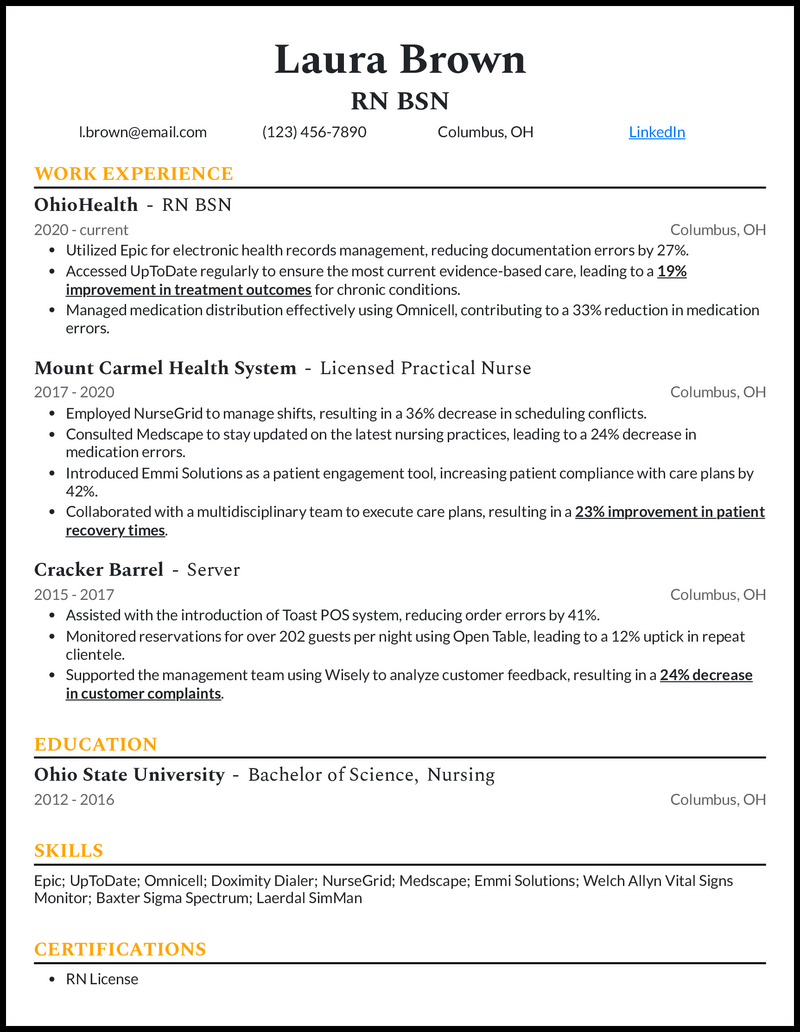 9 Registered Nurse RN Resume - Rn Bsn Yellow Resume Example 
