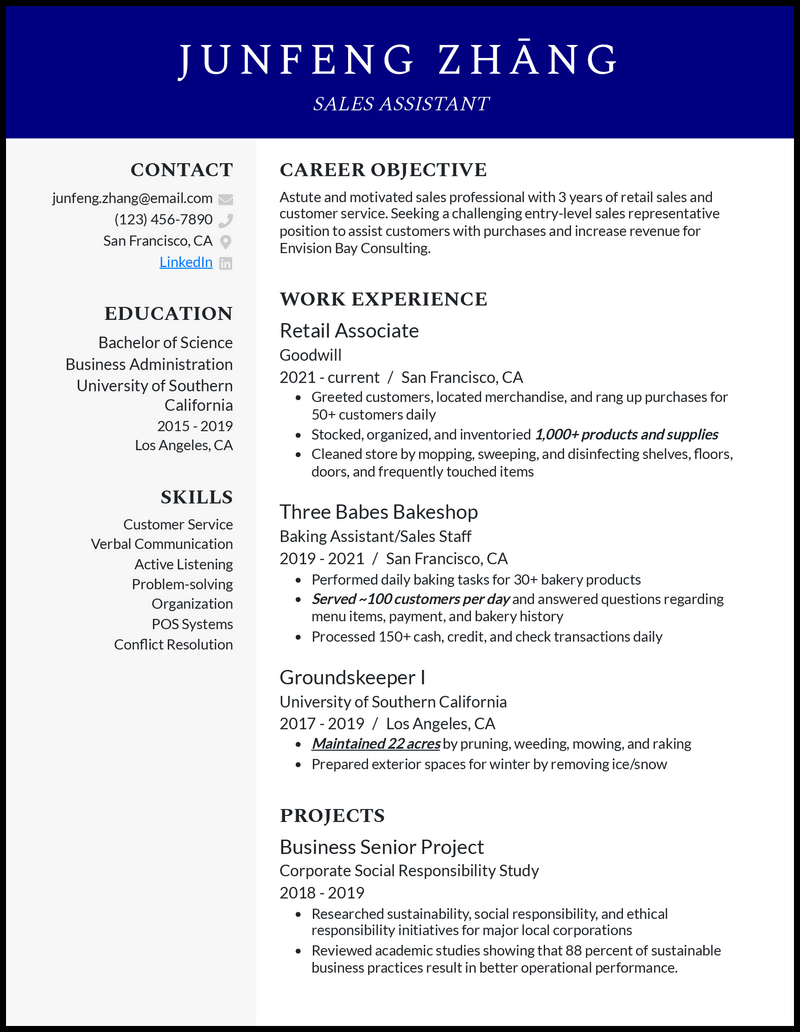 3 Sales Assistant Resume Examples For 2024