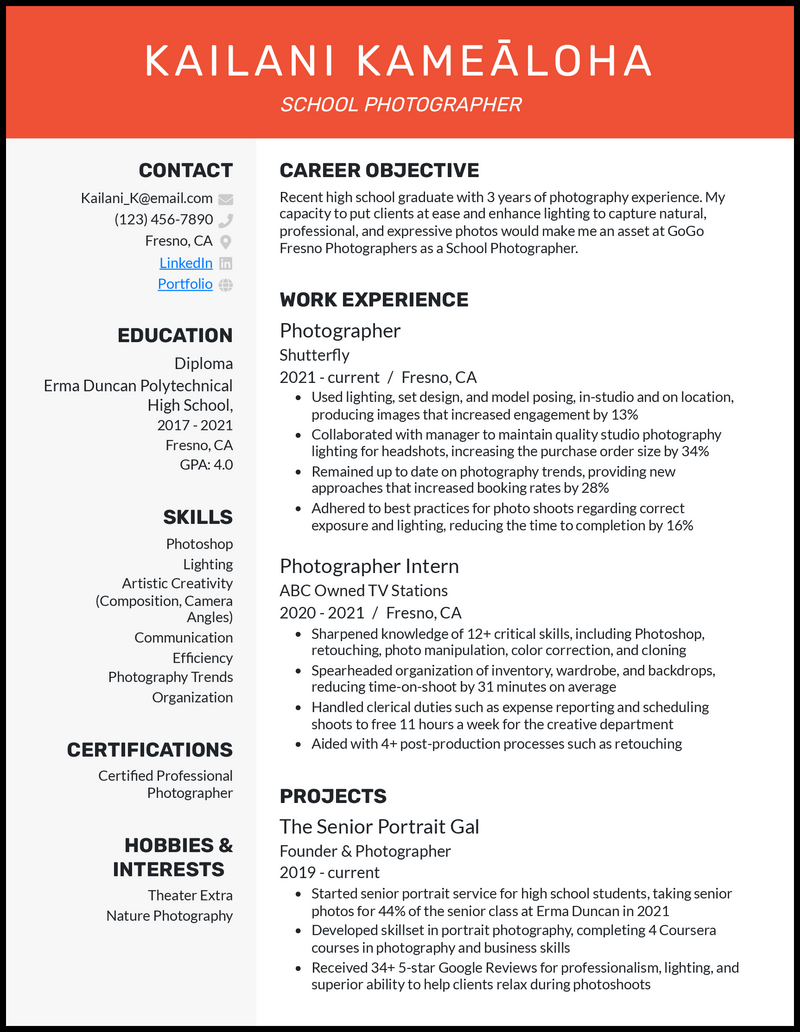 11 Real Photographer Resume Examples That Worked In 2025