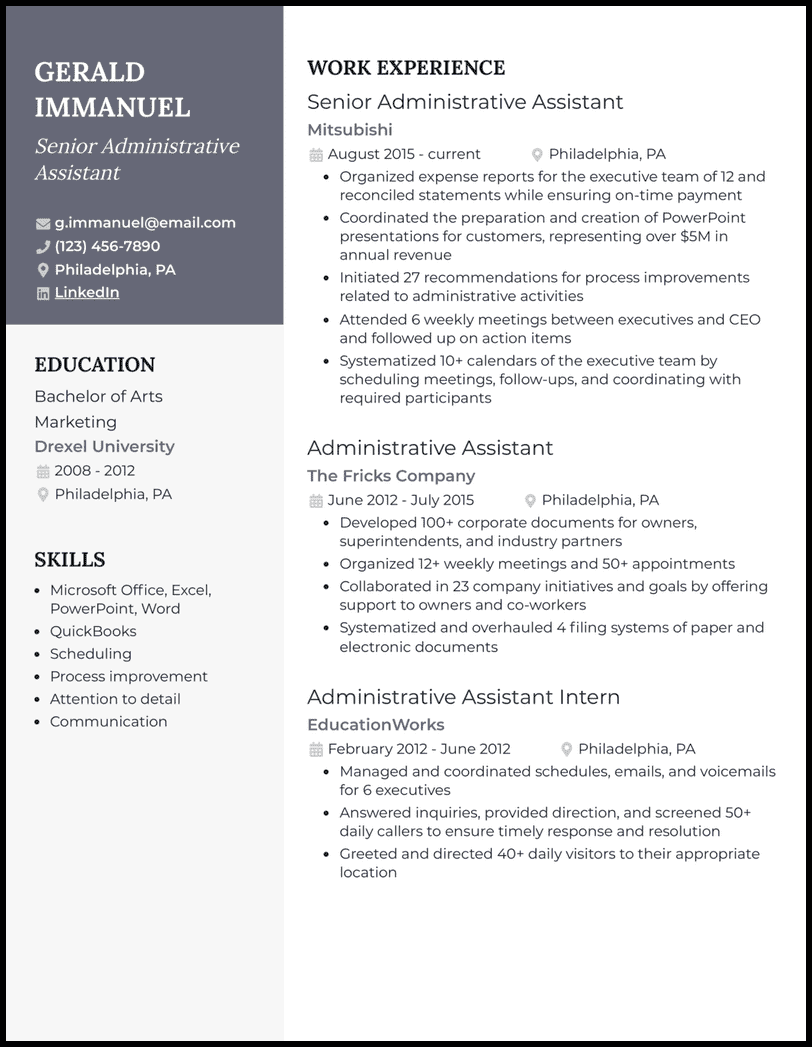 3 Senior Administrative Assistant - Senior Administrative Assistant Gray Resume Example 