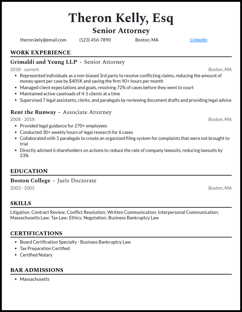 3 Senior Attorney Resume Examples For 2024 