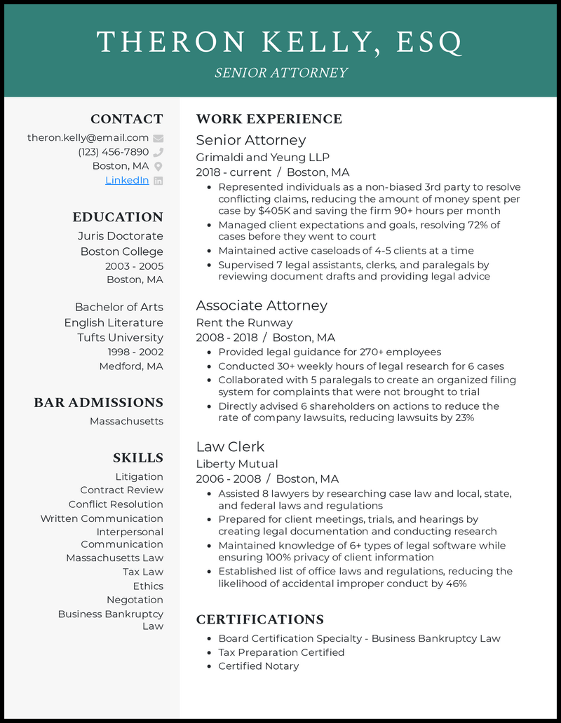 Legal Resume Template Word