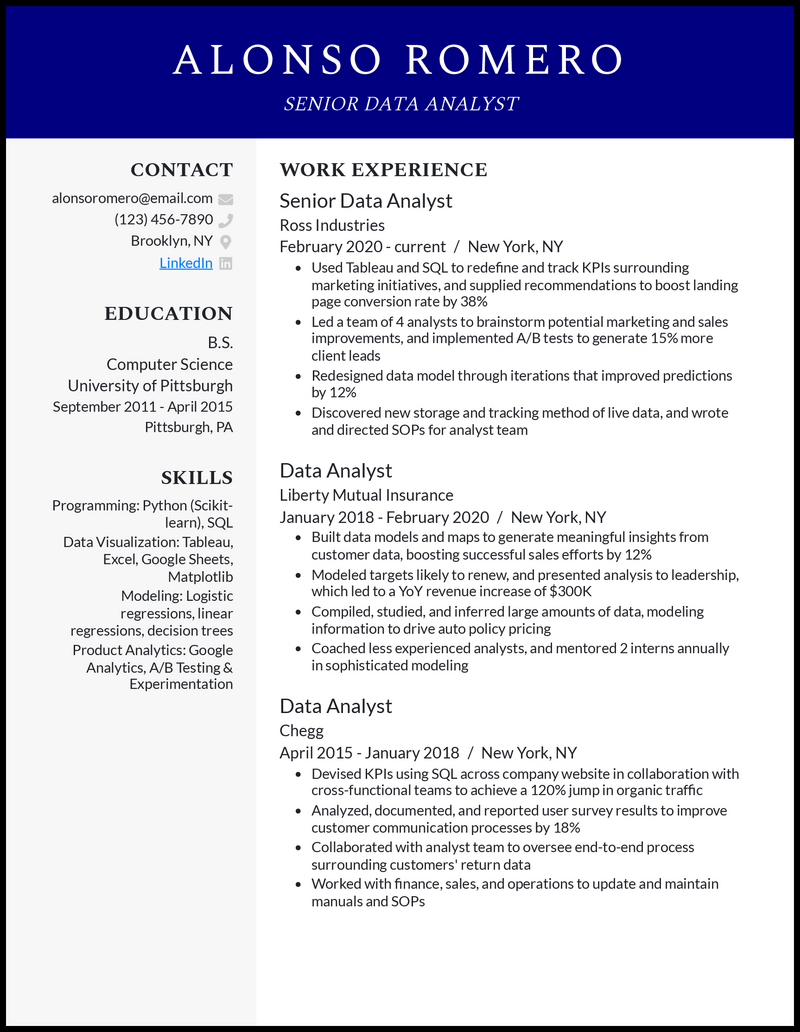 3 Senior Data Analyst Resume Examples For 2023