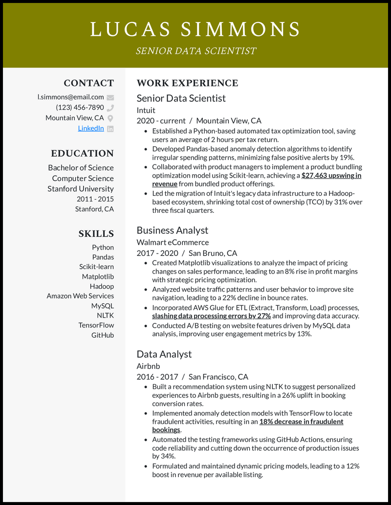 5 Senior Data Scientist Resume Examples Made for 2026