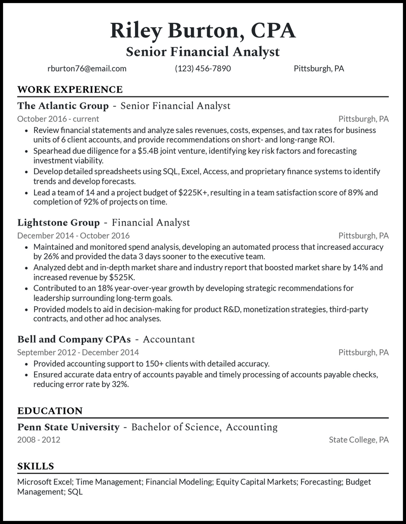 3 Senior Financial Analyst Resume Examples Made In 2024   Senior Financial Analyst Professional Resume Example 