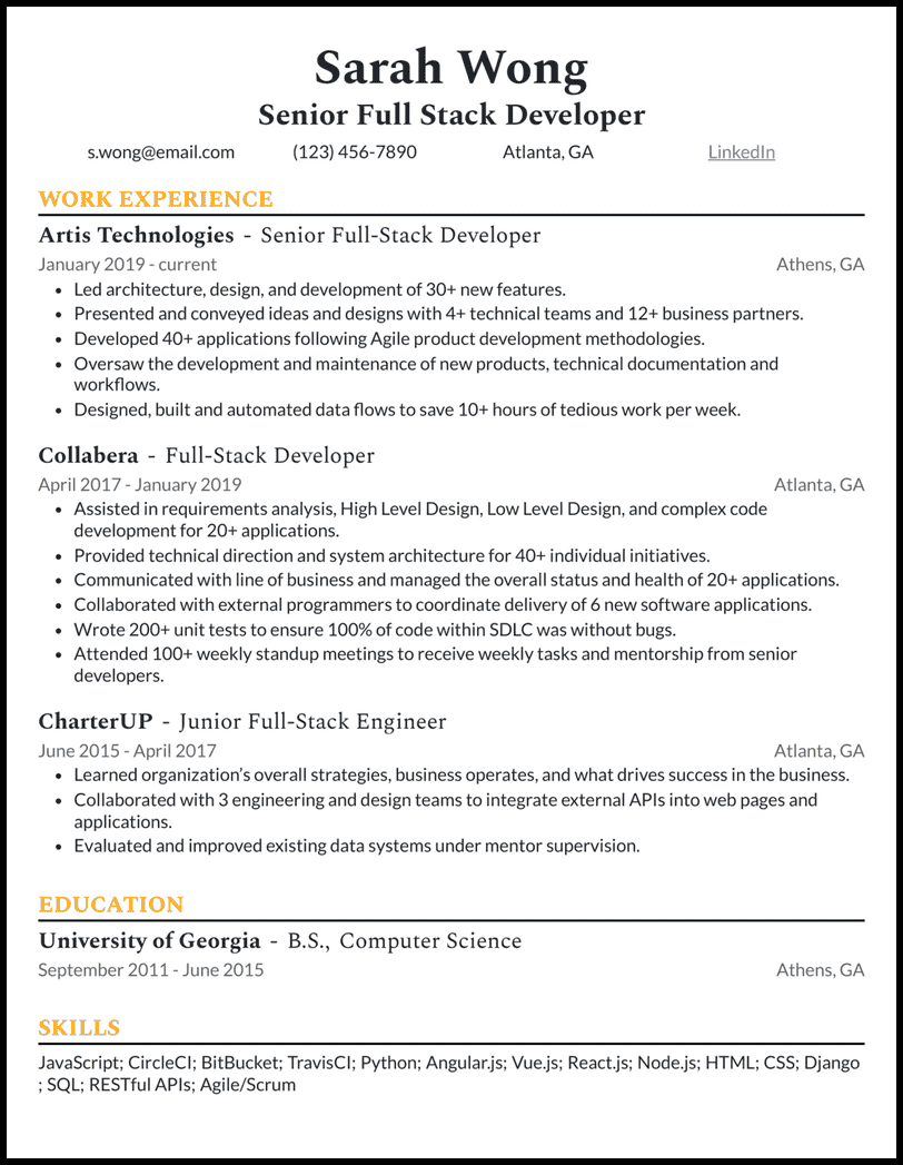 13 Real Full-Stack Developer Resume Examples That Worked in 2025