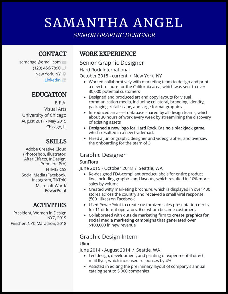 3 Senior Graphic Designer Resume Examples & Templates [Edit Free]