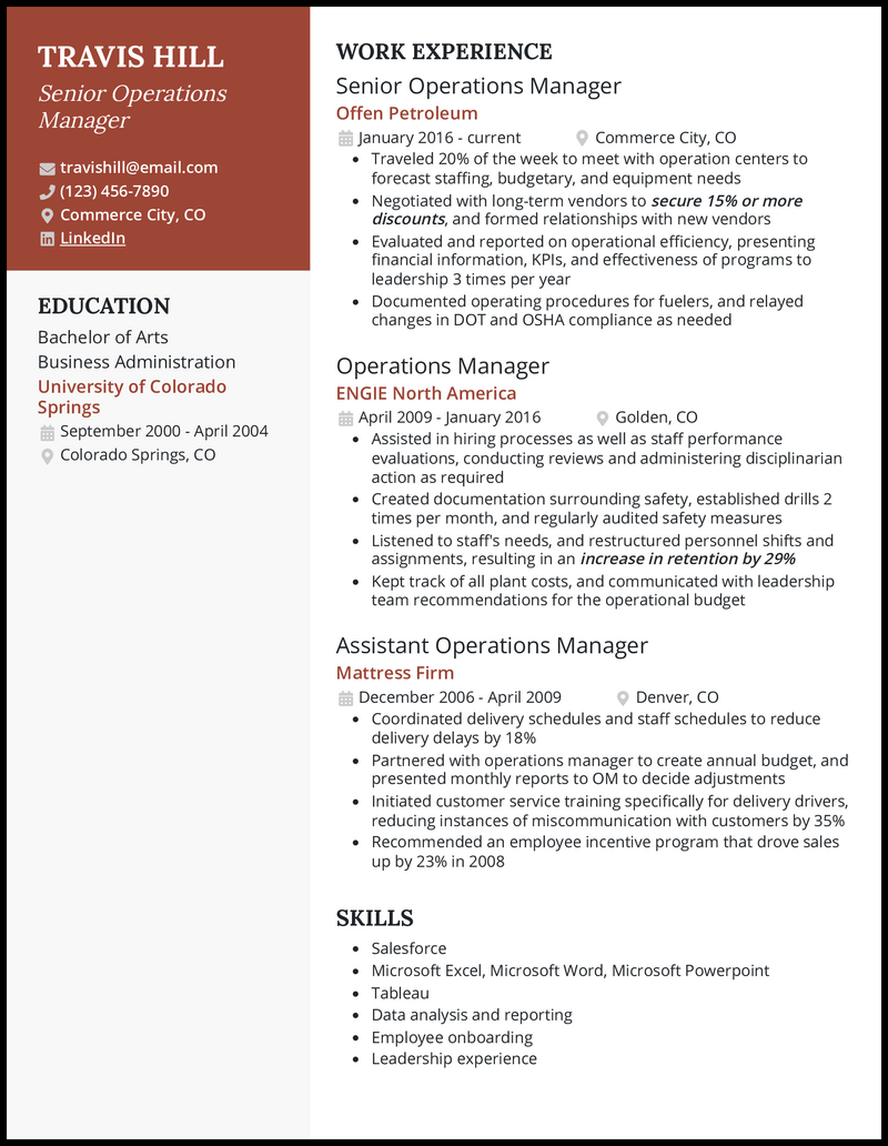 3 Senior Operations Manager Resume Examples for 2025