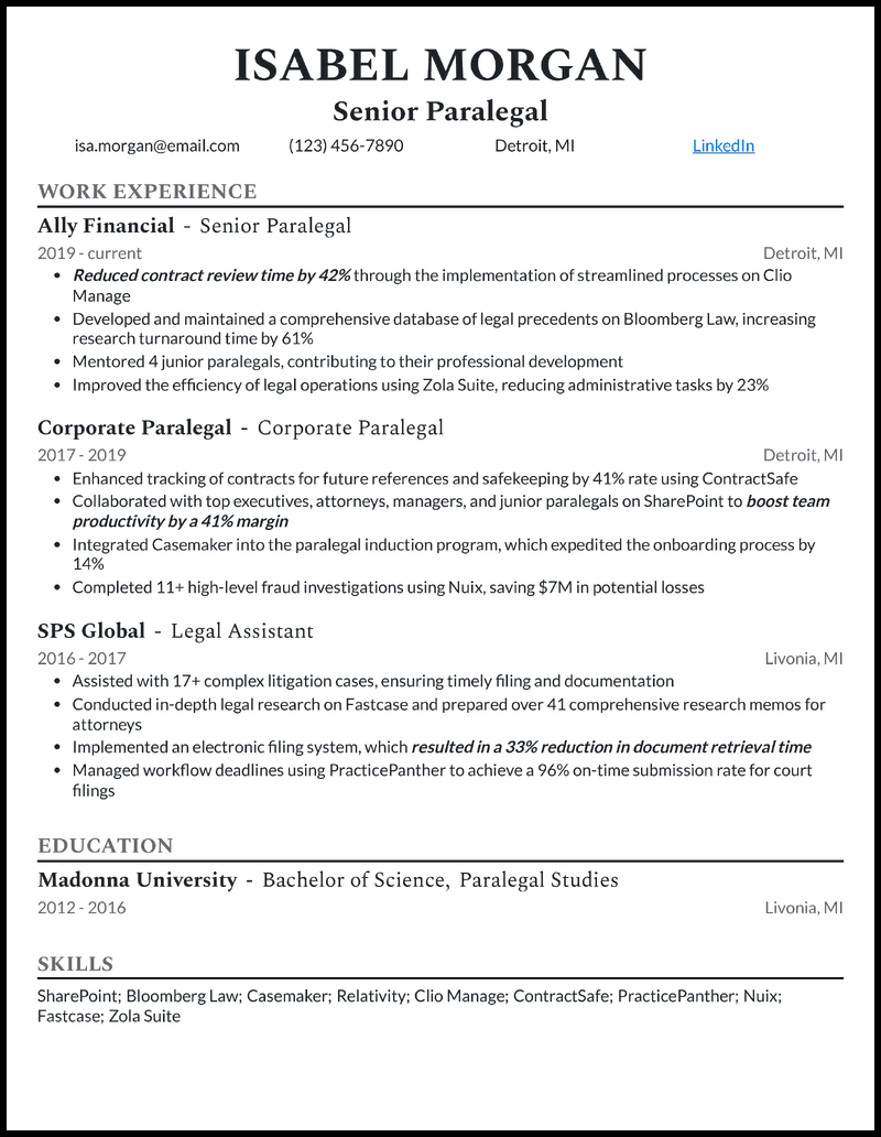 13 Paralegal Resume Examples That - Senior Paralegal Gray Resume Example 