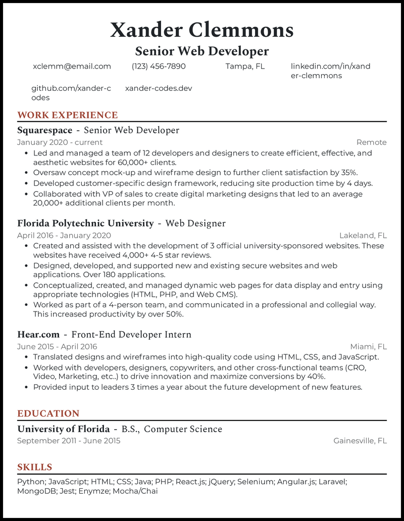 3 Senior Web Developer Resume Examples For 2026